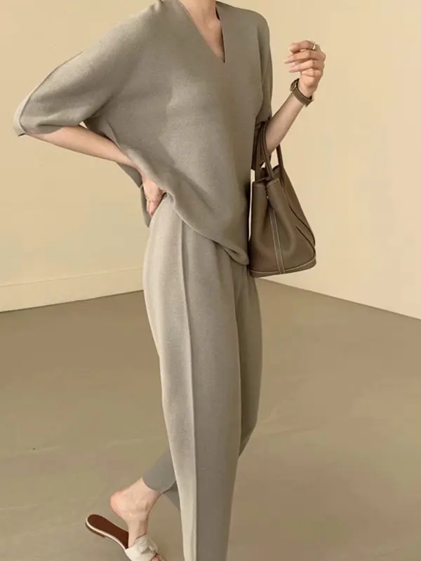 Women's Simple Wool Knit Suit - Buildernice.com 