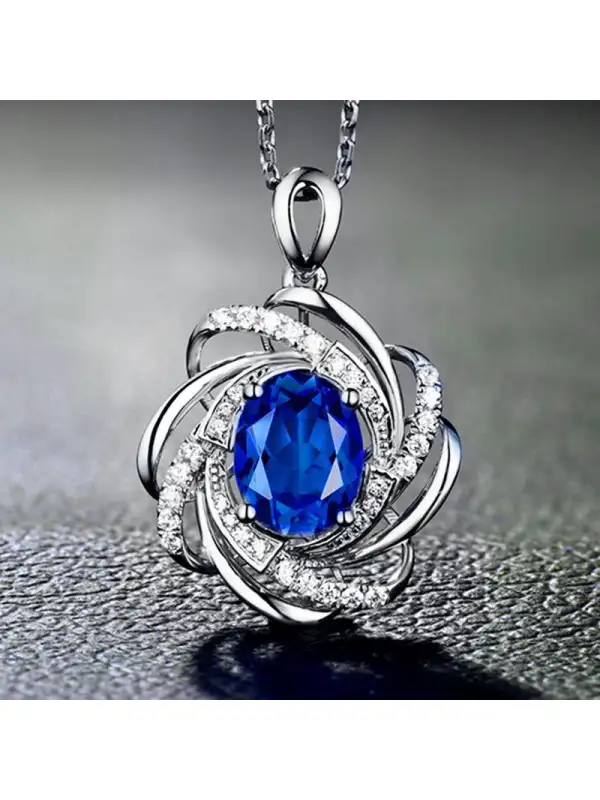 Flower Sapphire Clavicle Necklace - Maxizero.chimpone.com 