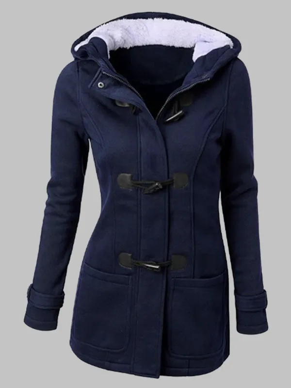 Casual Solid Color Plush Hooded Long Sleeve Coat - Maxizero.chimpone.com 